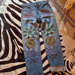 Vintage Levi's Blue Graphic Straight Leg Jeans